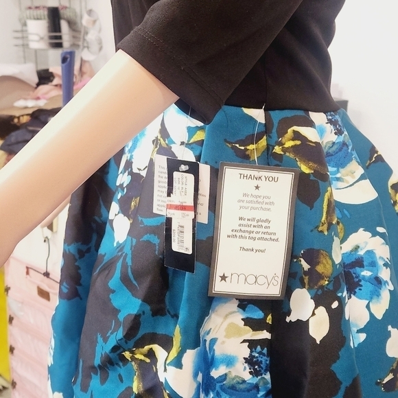 BESTY & ADAM Caipirinha Cocktail Blue & Black Mini Dress With Pockets Size 10 - Picture 10 of 12